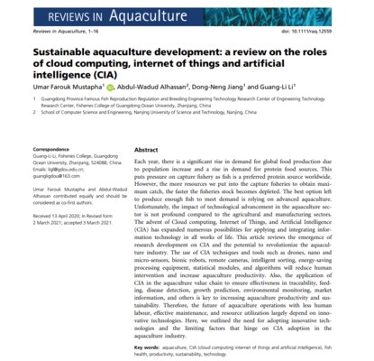 review in aquaculture官网