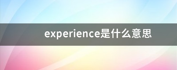 experience啥意思